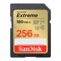 MEMORIA SANDISK SDXC 256GB EXTREME 180MB/ S 4K CLASE 10 U3 V30 SDSDXVV-256G-GNCIN - TiendaClic.mx