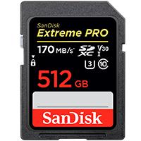 MEMORIA SANDISK 512GB SDXC EXTREM PRO UHS-I 170MB/ S 4K V30 CLASE 10 - TiendaClic.mx