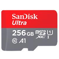 MEMORIA SANDISK 256GB MICRO SDXC ULTRA 100MB/ S CLASE 10 FULL HD A1 C/ ADAPTADOR - TiendaClic.mx