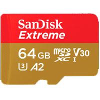MEMORIA SANDISK EXTREME 64GB MICRO SDXC 160MB/ S 4K CLASE 10 A2 V30 C/ ADAPTADOR - TiendaClic.mx