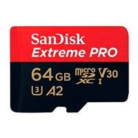 MEMORIA SANDISK MICRO SDXC 64GB EXTREME PRO 200MB/ S 4K CLASE 10 A2 V30 C/ ADAPTADOR (SDSQXCU-064G-GN6MA) - TiendaClic.mx