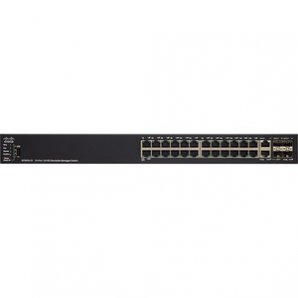 Conmutador de nivel 3 Cisco SF550X-24P 26 Puertos Gestionable - 24 x Fast Ethernet Network,  2 x Ethernet de 10 gigabits Network,  4 x Ethernet de 10 gigabits Enlace ascendente - Modular - Par trenzado,  Fibra Óptica - 3 Capa compatible - TiendaClic.mx