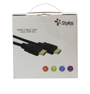 CABLE HDMI STYLOS 10 MTS CIRCULAR NEGRO (STACHD12905018) - TiendaClic.mx