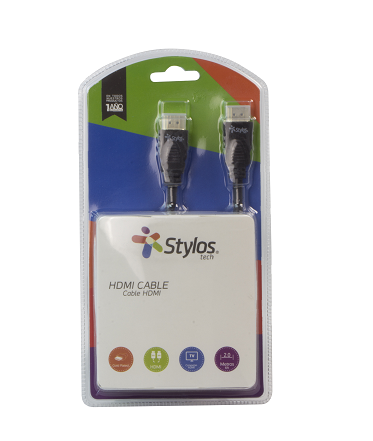 CABLE HDMI STYLOS 2 MTS CIRCULAR NEGRO (STACHD22905018) - TiendaClic.mx