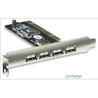 TARJETA USB MANHATTAN PCI VERSION 2.0,  4 PUERTOS - TiendaClic.mx