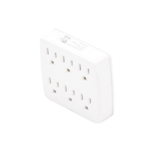 Multicontacto para pared con 6 contactos color blanco, 125 V / 15 A - TiendaClic.mx