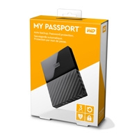 DD EXTERNO PORTATIL 3TB WD MY PASSPORT NEGRO 2.5/ USB3.0/ COPIA LOCAL/ ENCRIPTACION/ WIN - TiendaClic.mx