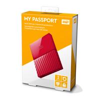 DD EXTERNO PORTATIL 3TB WD MY PASSPORT ROJO 2.5/ USB3.0/ COPIA LOCAL/ ENCRIPTACION/ WIN - TiendaClic.mx