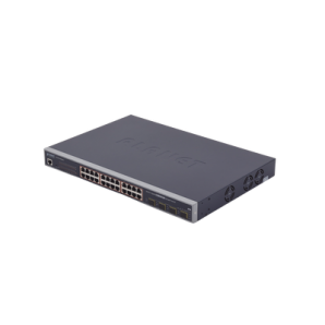 Switch Administrable L2+ de 24 puertos 10/ 100/ 1000T PoE+ con 4 puertos combo TP/ SFP Gigabit - TiendaClic.mx