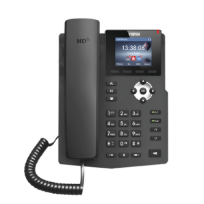 Teléfono IP empresarial para 2 lineas SIP con pantalla LCD de 2.4 Pulgadas a color y conferencia de 3 vías,  PoE - TiendaClic.mx