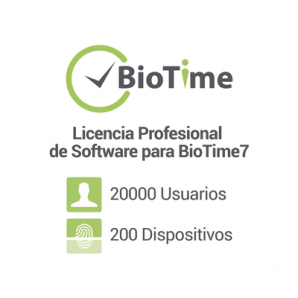 Licencia Profesional de software para BioTime7 /  200 dispositivos /  20, 000 empleados /  Licencia vitalicia - TiendaClic.mx