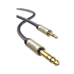 Cable Audio Estéreo 3.5mm TRS a 6.35mm TS / 1 Metro / Audio de Hi-Fi / Trenza de Nylon / Blindaje Múltiple / Caja de Aleación Zinc / Núcleo de Cobre Puro / Compatibilidad Universal - TiendaClic.mx