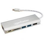 DOCKING USB,MANHATTAN,152075,-C  6 PTOS, HDMI, USB-C PD/2XUSBV3.2, RED/SDS - TiendaClic.mx