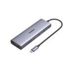 HUB USB-C (Docking Station) 9 en 1 / 3 USB-A 3.0 / USB-C PD Carga 100W / HDMI 4K@30Hz / RJ45 (Gigabit Ethernet) / VGA / Lector Tarjetas SD + Micro SD (TF) (Uso Simultáneo). - TiendaClic.mx