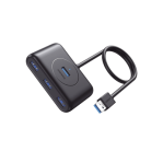 HUB USB-A 3.0 4 en 1 / 4 Puertos USB-A 3.0 (5Gbps) / Entrada USB-C (PD 5V 2A) / Cable de 1 Metro / Indicador Led / Ideal para Transferencia de Datos / Color Negro - TiendaClic.mx