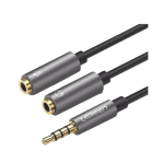 Cable Divisor en Y / De 3.5 mm Macho a Dos Salidas de 3.5 mm Hembra / CTIA, TRS / Núcleo de Cobre / TPE /  Longitud 20 cm / Ideal para Separar el Micrófono de los Auriculares - TiendaClic.mx