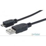 CABLE USB,MANHATTAN,307178, V2 A-MICRO B, BOLSA PVC 1.8M NEGRO - TiendaClic.mx