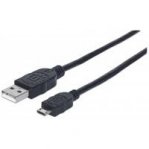 CABLE USB,MANHATTAN,325684, V2 A-MICRO B, BOLSA PVC 3.0M NEGRO - TiendaClic.mx
