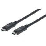 CABLE USB,MANHATTAN,355223,-C V3.1, C-C 1.0M NEGRO 10GBPS 5A - TiendaClic.mx