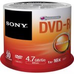 DVD grabables Sony - DVD-R - 16x - 4.70 GB - 50 Paquete(s) - 120mm - 2 Hora(s) Tiempo máximo de grabación - TiendaClic.mx