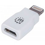 ADAPTADOR USB MICRO B A LIGHTNING 8 PIN MANHATTAN P/IPHONE 5 5S 5C IPOD TOUCH 5A GN IPAD 4A GN - TiendaClic.mx