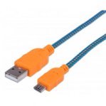 CABLE MANHATTAN USB 2.0 TIPO A - MICRO B USB 1.0 MTS AZUL/NARANJA P/DISPOSITIVOS MOVILES - TiendaClic.mx