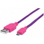 CABLE MANHATTAN USB 2.0 TIPO A - MICRO B USB, 1.0 MTS ROSA/MORADO P/DISPOSITIVOS MOVILES - TiendaClic.mx