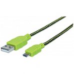 CABLE USB V2 A-MICRO B,BLISTER TEXTIL 1.0M NEGRO/VERDE - TiendaClic.mx