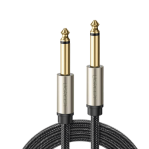 Cable de Audio Mono 6.35mm (1/4") Macho a 6.35mm (1/4") Macho / 10 Metros / Núcleo de Cobre / Blindaje Interno / Nylon Trenzado / Color Negro - TiendaClic.mx