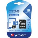 Memoria Verbatim MicroSDHC Premium 16 GB Clase 10 UHS-I V10 U1 con Adaptador Negro - TiendaClic.mx