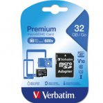 Memoria Verbatim MicroSDHC Premium 32 GB Clase 10 UHS-I V10 U1 con Adaptador Negro - TiendaClic.mx
