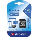 Memoria Verbatim MicroSDHC Premium 128 GB Clase 10 UHS-I V10 U1 con Adaptador Negro - TiendaClic.mx
