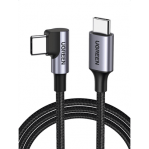 Cable USB-C a USB-C | 2 Metros | Conector con Ángulo Recto de 90° | Carga Rápida de hasta 60W | 480 Mbps | PD3.0 | QC4.0/3.0/2.0 | FPC | AFC | Protección Integrada| Caja de Aluminio | Nylon Trenzado | Color Negro - TiendaClic.mx