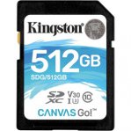 KINGSTON 512GB SD HC CANVAS GO CL10 U3 V3 90MB/S C/ADAPT - TiendaClic.mx