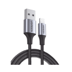 Cable USB-A a Lightning / Certificado MFi  / 1 Metro / Adecuado para iPhone, iPad y iPod / Carga y Sincronización de Datos /  Velocidad de hasta 480 Mbps / 5V 2.4 A/ Caja de Aluminio + Nylon Trenzado - TiendaClic.mx