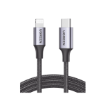 Cable USB-C a Lightning / Certificado MFi  / 1 Metro / Adecuado para iPhone, iPad y iPod / Carga y Sincronización de Datos /  Velocidad 480 Mbps / PD Carga Rápida 3A máx. / Caja de Aluminio + Nylon Trenzado - TiendaClic.mx