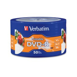 DVD-R IMPRIMIBLE VERBATIM 16x 4.7GB SUPERFICIE BLANCA CON 50 - TiendaClic.mx