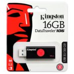 MEMORIA KINGSTON 16GB USB 3.0 ALTA VELOCIDAD / DATATRAVELER 106 NEGRO/ROJO - TiendaClic.mx