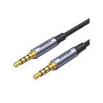 Cable Auxiliar de 3.5mm / Cable Audio Estéreo / Núcleo de Alambre de Cobre Esmaltado / Carcasa de Aluminio Azul + Nylon Trenzado /  Soporta Micrófono / 5 Metros - TiendaClic.mx