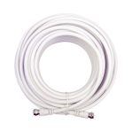 Jumper Coaxial con Cable Tipo RG-6 en Color Blanco de 15.24 Metros de Longitud y Conectores F Macho en Ambos Extremos. 75 Ohm de Impedancia. - TiendaClic.mx