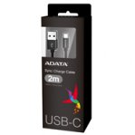 CABLE ADATA TIPO-C A USB 2.0 200CM 2.1A 480 MB/S NEGRO ANDROID/WINDOWS, PUERTO TIPO-C REVERSIBLE - TiendaClic.mx