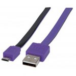 CABLE MANHATTAN USB V2.0 A-MICRO B 1.0M PLANO NEGRO/MORADO - TiendaClic.mx