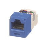 Conector Jack RJ45 Estilo TP, Mini-Com, Categoría 6, de 8 posiciones y 8 cables, Color Azul - TiendaClic.mx
