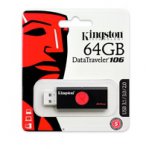 MEMORIA KINGSTON 64GB USB 3.0 ALTA VELOCIDAD / DATATRAVELER 106 NEGRO/ROJO - TiendaClic.mx