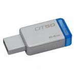 MEMORIA KINGSTON 64GB USB 3.1 DATATRAVELER 50 METALICA / AZUL - TiendaClic.mx