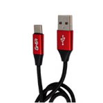 CABLE TIPO C GHIA 1.0 MTS USB 2.1 CARGADOR Y TRANSFERENCIA DE DATOS NEGRO/ROJO - TiendaClic.mx
