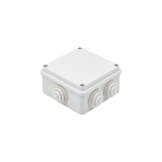 Caja de derivación de PVC Auto-extinguible con 6 entradas, tapa atornillada, 100x100x50 MM, Para exterior (IP55) - TiendaClic.mx