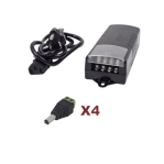 Kit con fuente EPCOM con salida de 12 Vcd a 5 Amper con 4 salidas / Incluye conectores JR52 y JR53 - TiendaClic.mx