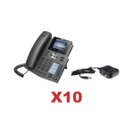 Kit de 10 teléfonos Empresariales con pantalla a color, botonera de hasta 30 contactos, incluyen fuente de alimentación y son PoE - TiendaClic.mx