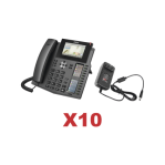Kit de 10 teléfonos Empresariales con pantalla a color, botonera de hasta 60 contactos, incluyen fuente de alimentación y son PoE - TiendaClic.mx
